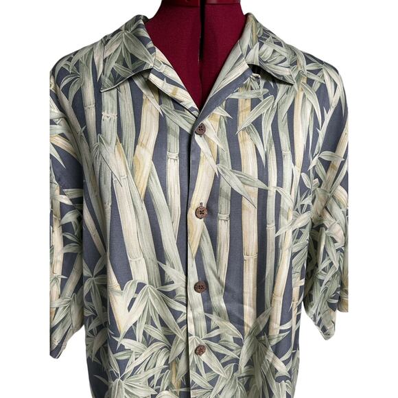 Tommy Bahama Womens Large Silk‎ Bamboo Hawaiian Print Shirt Sleeve Blouse Top - Picture 5 of 6